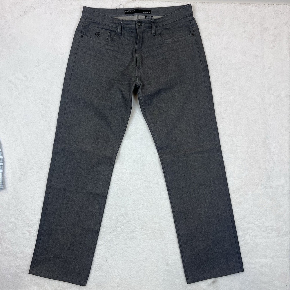 Rocawear Jeans Men's 34"x32.5"Classic Fit Gray Straight Leg‎ Street Wear Urban